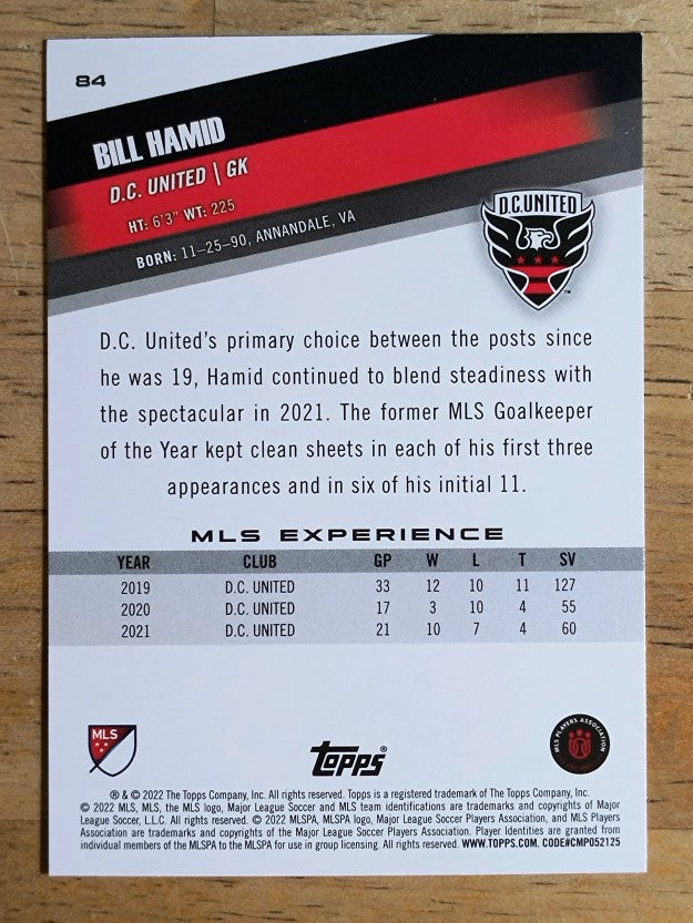 2022 Topps MLS #84 Bill Hamid
