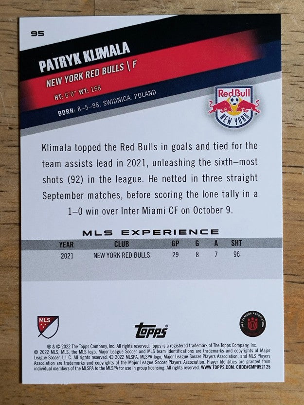 2022 Topps MLS #95 Patryk Klimala