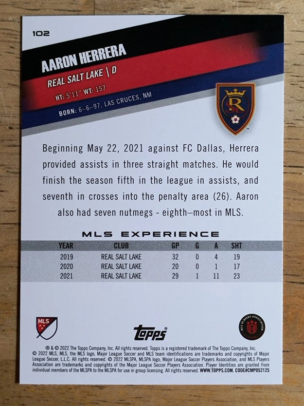 2022 Topps MLS #102 Aaron Herrera