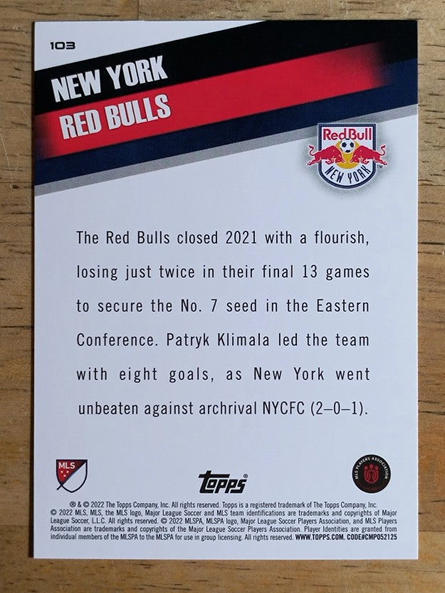 2022 Topps MLS #103 New York Red Bulls