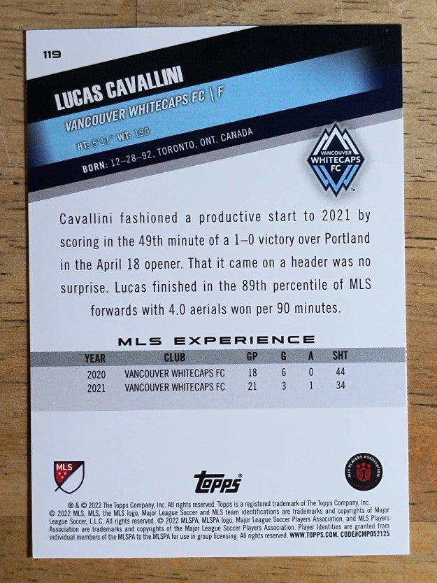 2022 Topps MLS #119 Lucas Cavallini