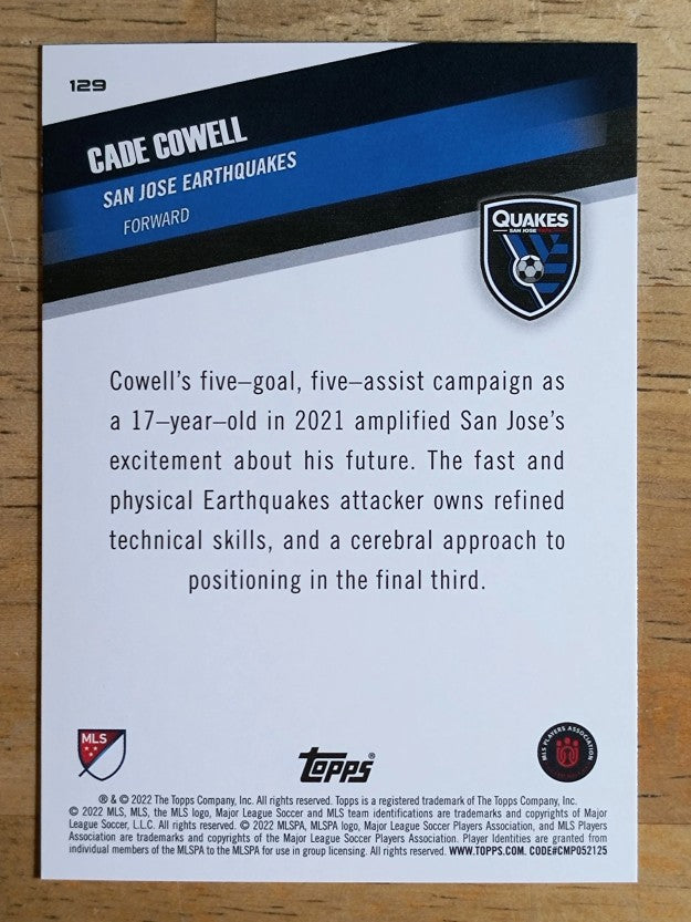 2022 Topps MLS #129 Cade Cowell U22