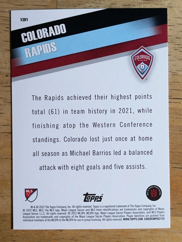 2022 Topps MLS #131 Colorado Rapids