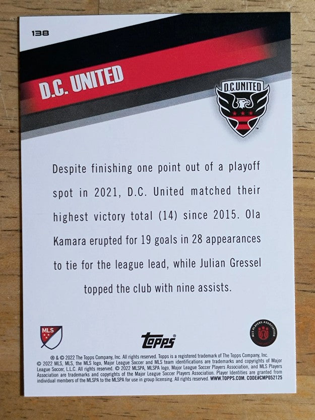 2022 Topps MLS #138 D.C. United
