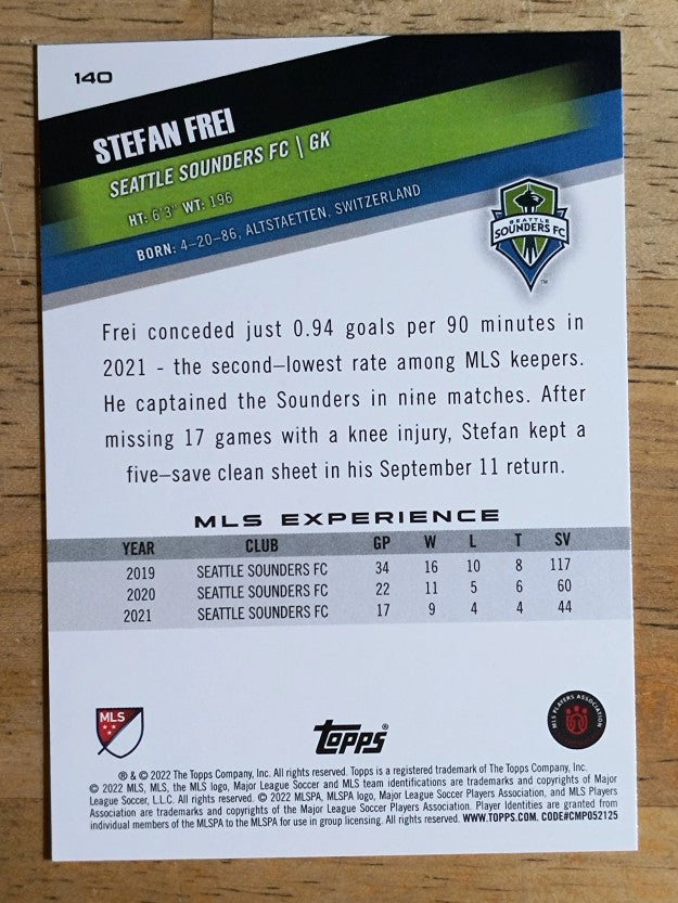 2022 Topps MLS #140 Stefan Frei