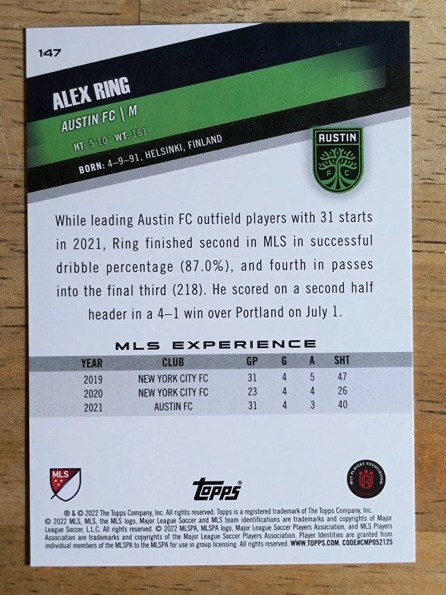2022 Topps MLS #147 Alex Ring