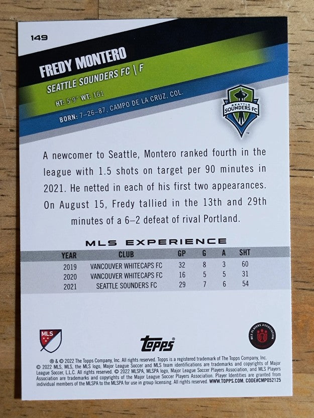 2022 Topps MLS #149 Fredy Montero