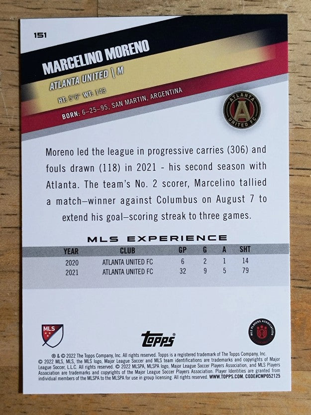 2022 Topps MLS #151 Marcelino Moreno