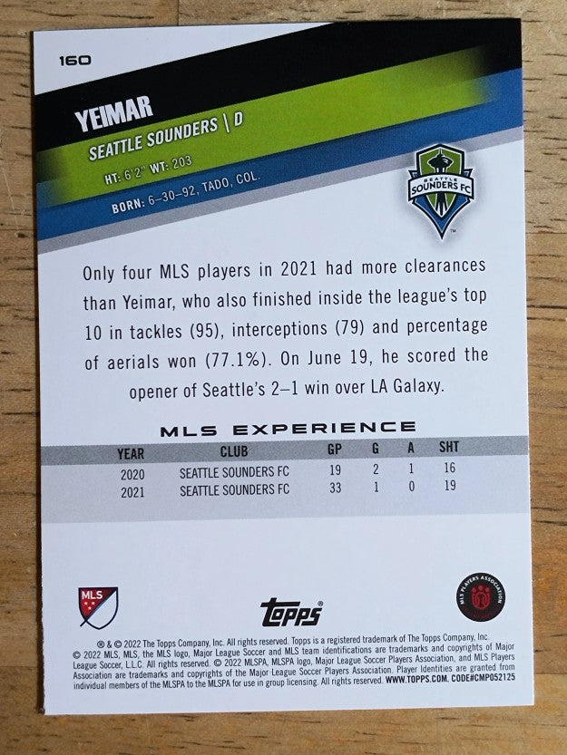 2022 Topps MLS #160 Yeimar