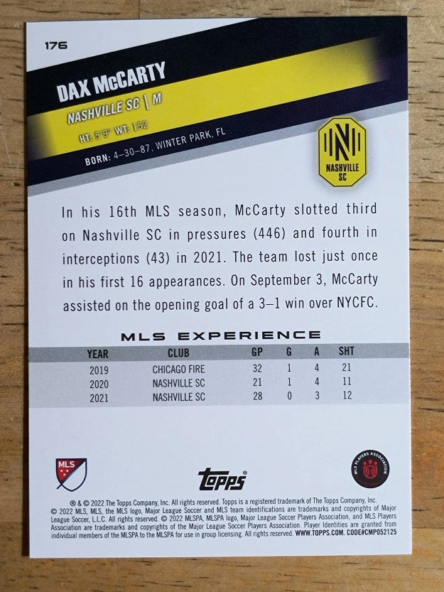 2022 Topps MLS #176 Dax McCarty