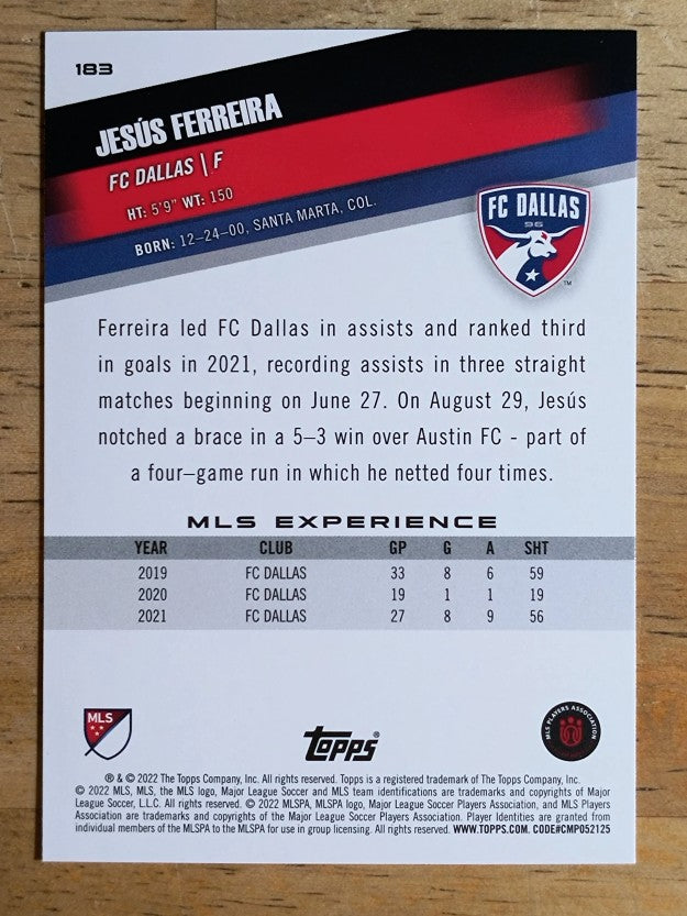2022 Topps MLS #183 Jesus Ferreira