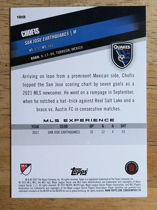 2022 Topps MLS #188 Chofis