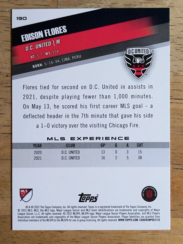 2022 Topps MLS #190 Edison Flores