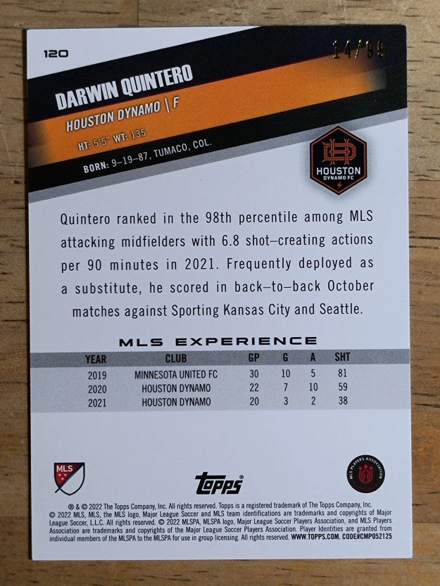 2022 Topps MLS Blue #120 Darwin Quintero
