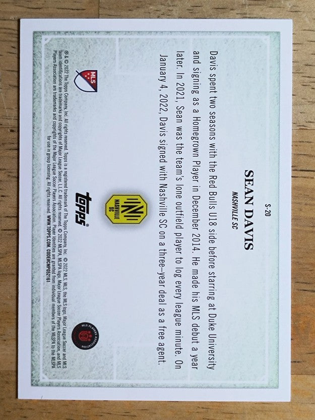 2022 Topps MLS Scholarly #S20 Sean Davis