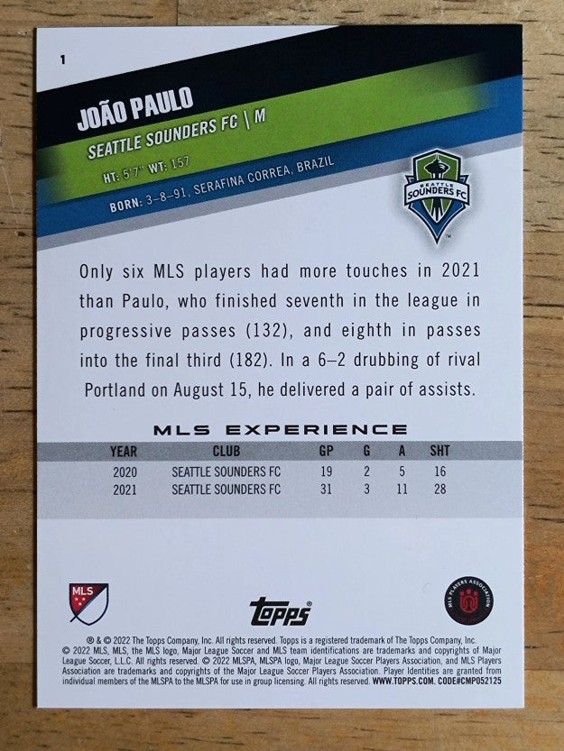 2022 Topps MLS #1 Joao Paulo
