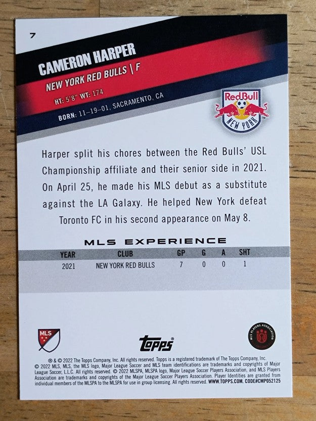 2022 Topps MLS #7 Cameron Harper