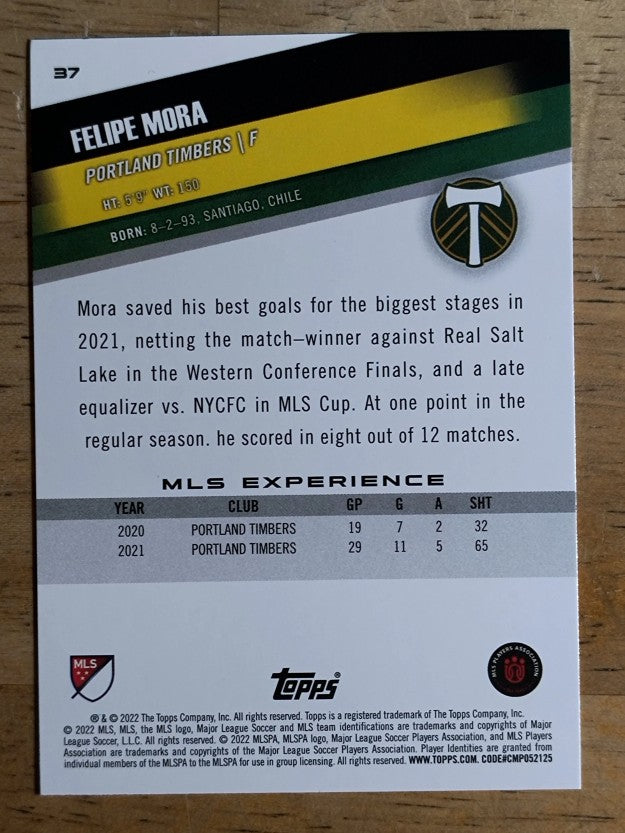 2022 Topps MLS #37 Felipe Mora