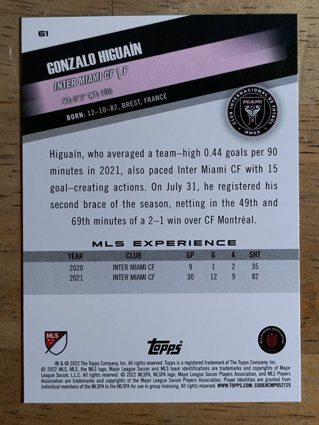 2022 Topps MLS #61 Gonzalo Higuain