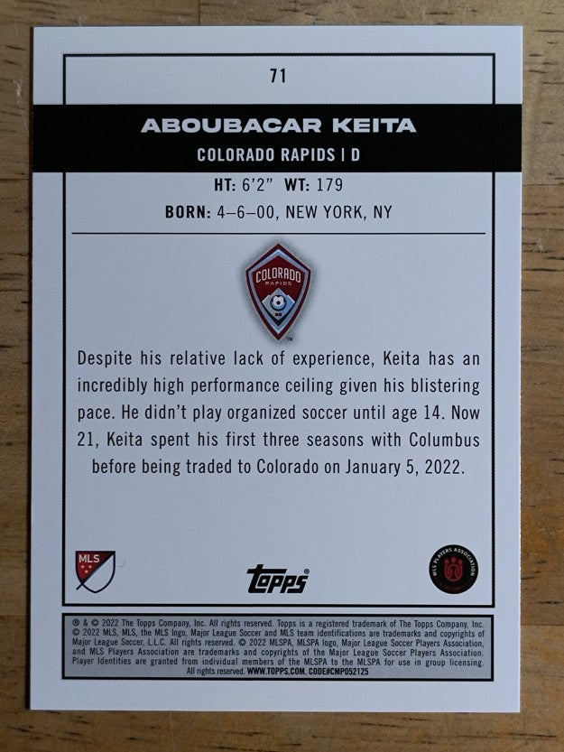 2022 Topps MLS #71 Aboubacar Keita PP