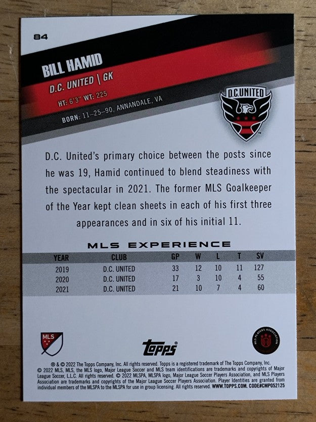 2022 Topps MLS #84 Bill Hamid