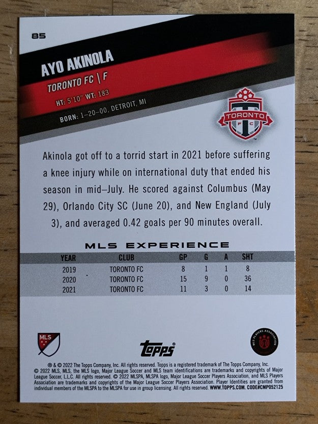 2022 Topps MLS #85 Ayo Akinola