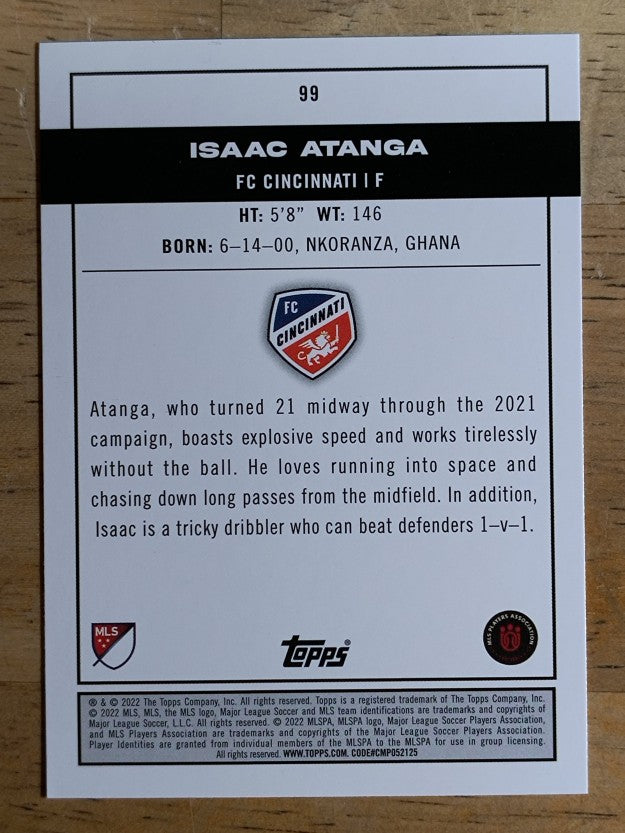 2022 Topps MLS #99 Isaac Atanga PP