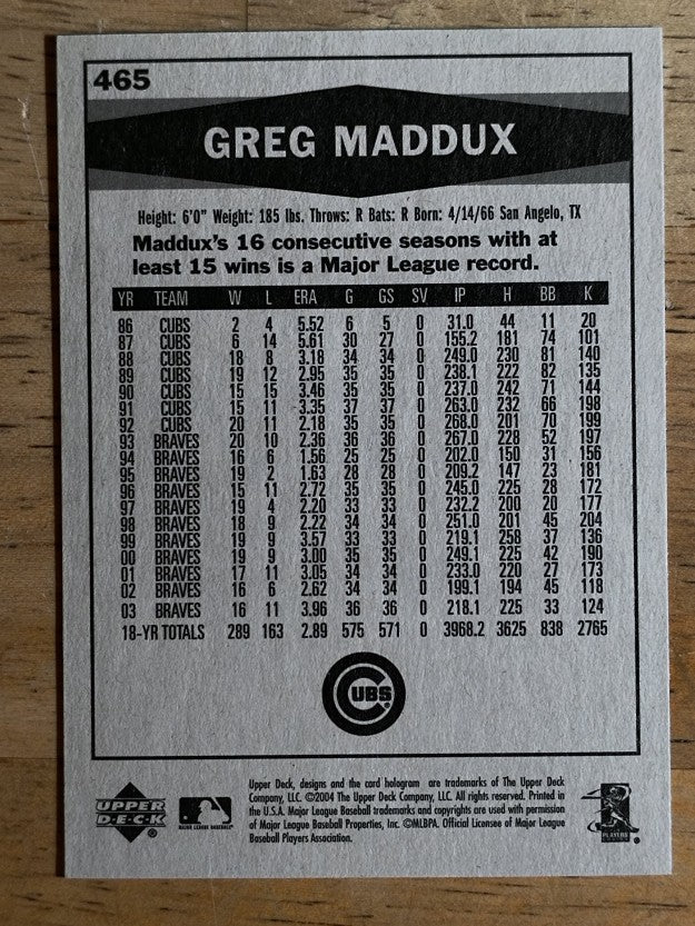 2004 Upper Deck Vintage #465 Greg Maddux