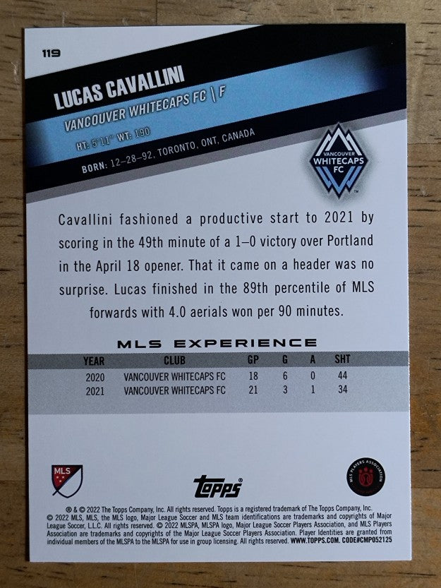 2022 Topps MLS #119 Lucas Cavallini