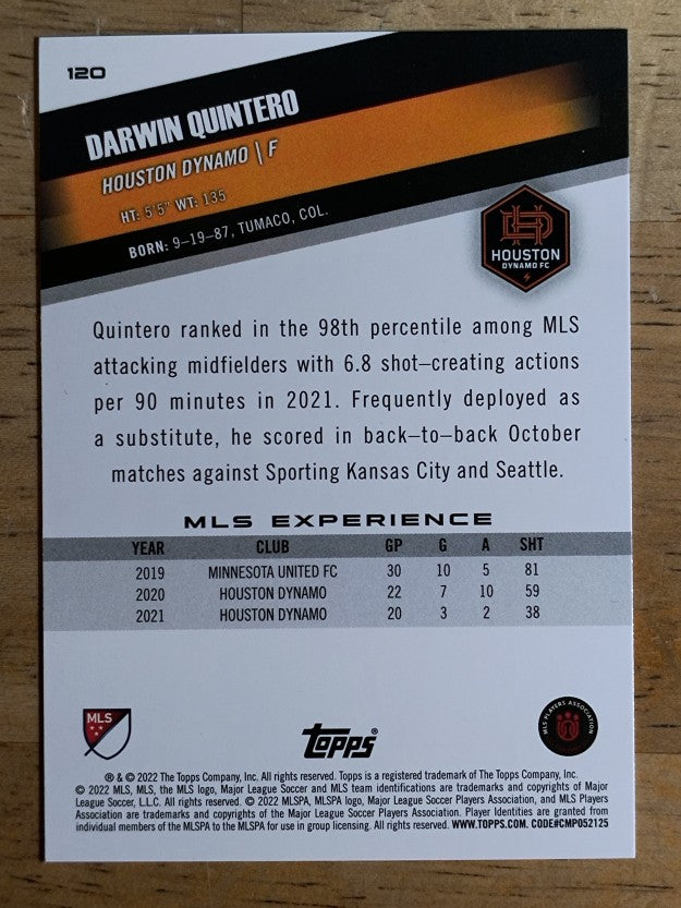 2022 Topps MLS #120 Darwin Quintero