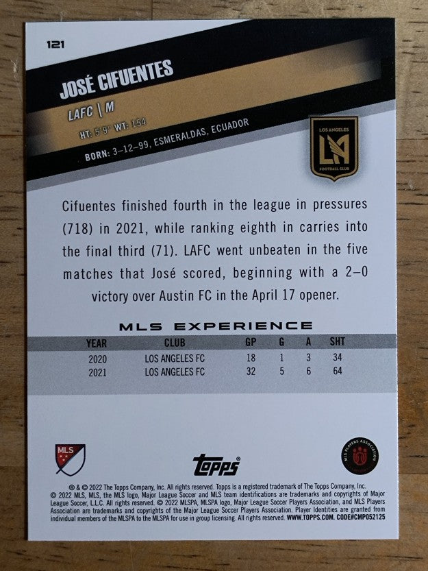 2022 Topps MLS #121 Jose Cifuentes