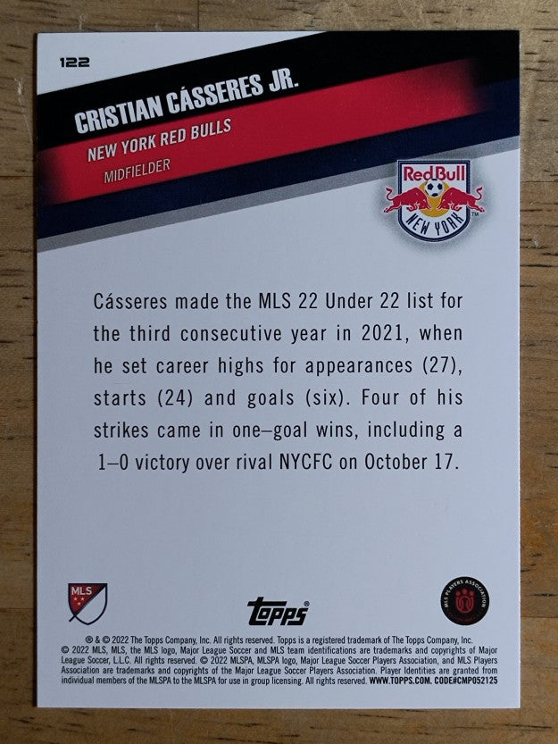 2022 Topps MLS #122 Cristian Casseres Jr. U22