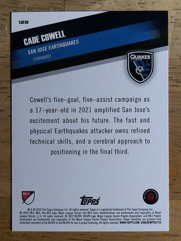 2022 Topps MLS #129 Cade Cowell U22