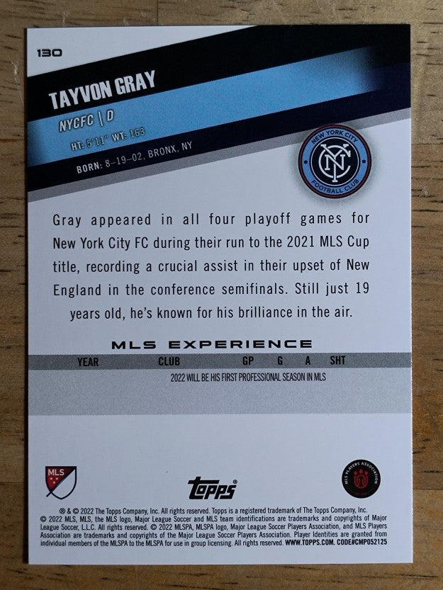 2022 Topps MLS #130 Tayvon Gray