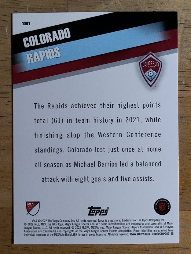 2022 Topps MLS #131 Colorado Rapids