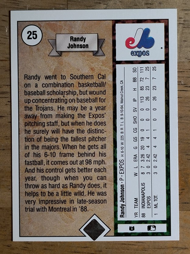 1989 Upper Deck #25 Randy Johnson RC
