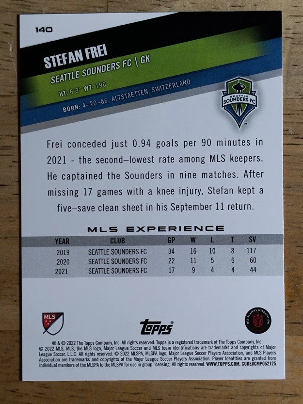 2022 Topps MLS #140 Stefan Frei