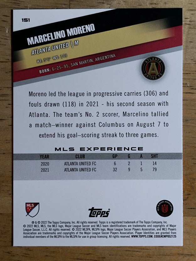 2022 Topps MLS #151 Marcelino Moreno