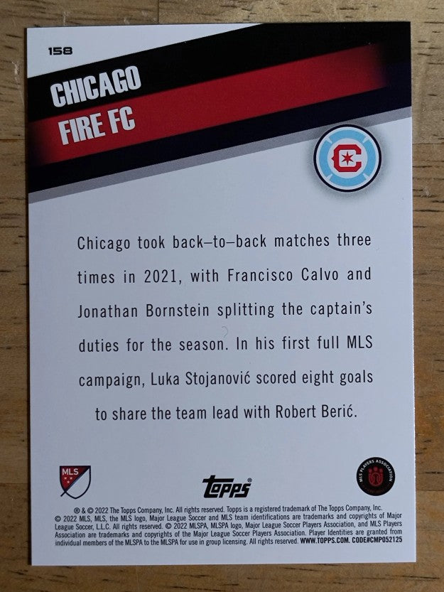 2022 Topps MLS #158 Chicago Fire FC