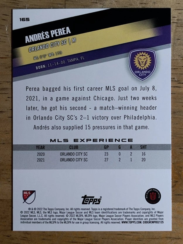 2022 Topps MLS #165 Andres Perea