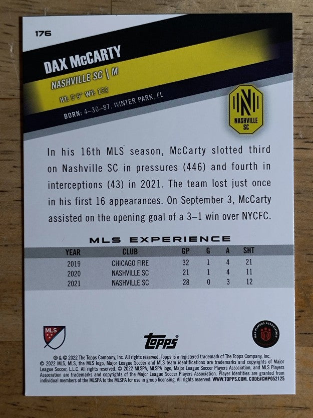 2022 Topps MLS #176 Dax McCarty