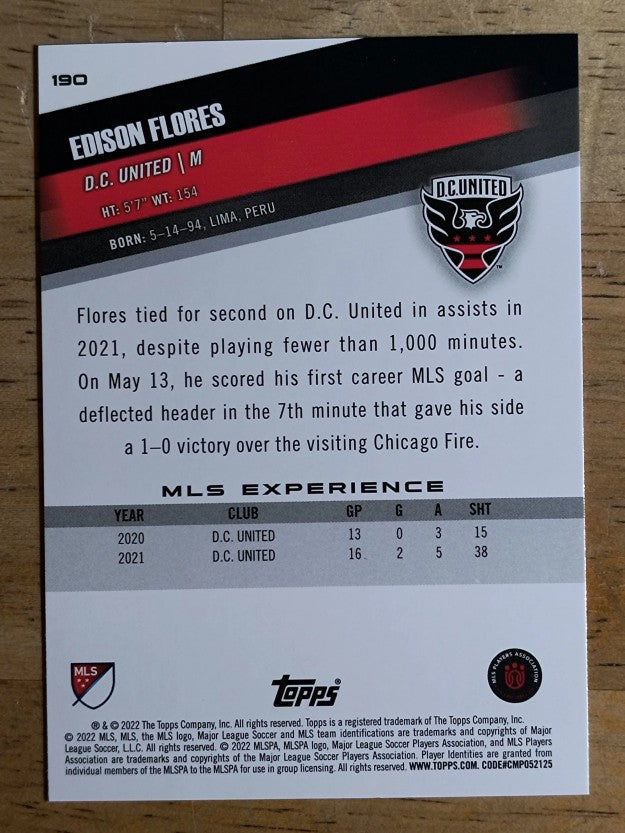 2022 Topps MLS #190 Edison Flores
