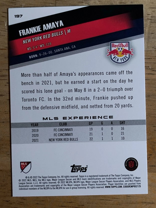 2022 Topps MLS #197 Frankie Amaya