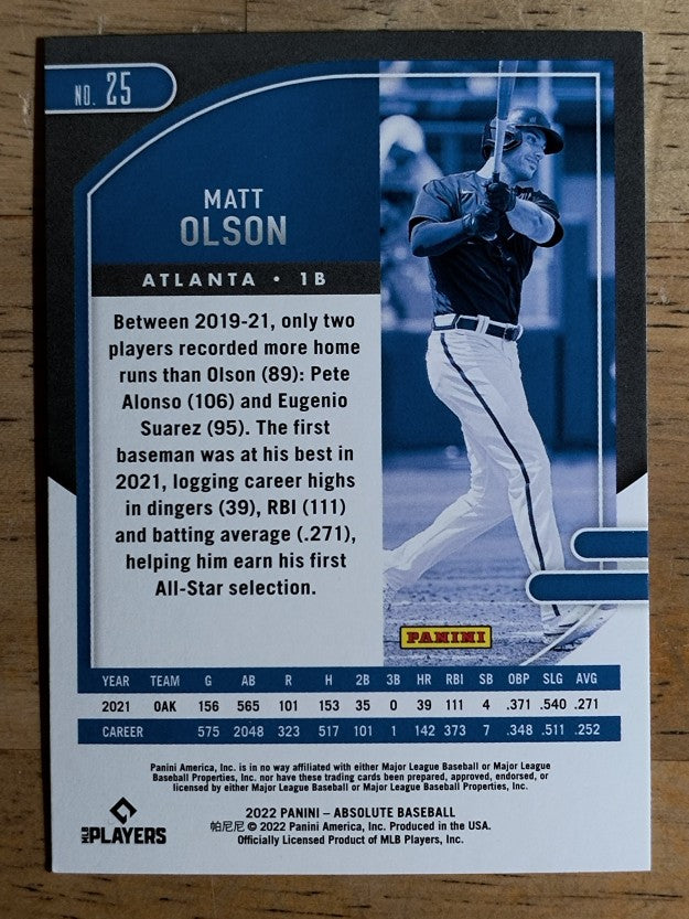 2022 Absolute #25 Matt Olson