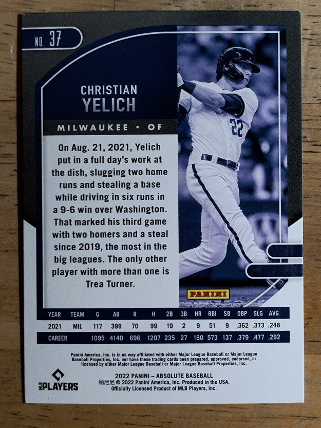 2022 Absolute #37 Christian Yelich