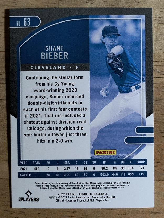 2022 Absolute #63 Shane Bieber