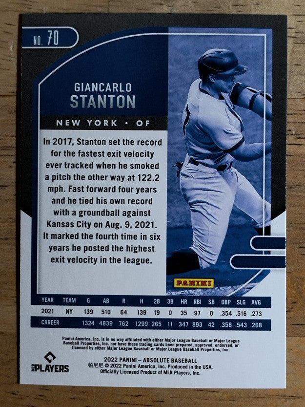 2022 Absolute #70 Giancarlo Stanton
