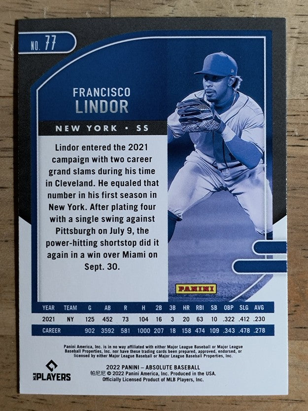 2022 Absolute #77 Francisco Lindor