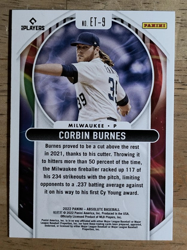 2022 Absolute Extreme Team #9 Corbin Burnes
