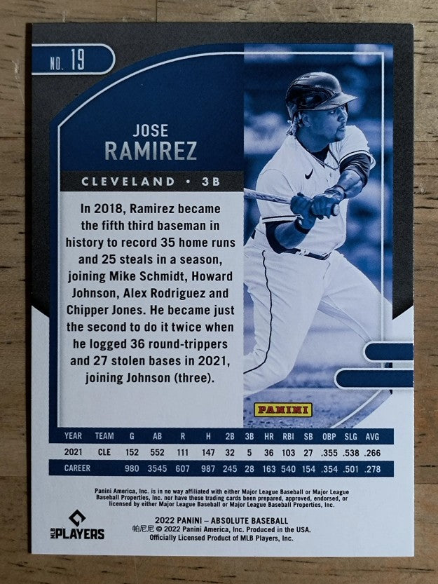 2022 Absolute Holo Silver #19 Jose Ramirez